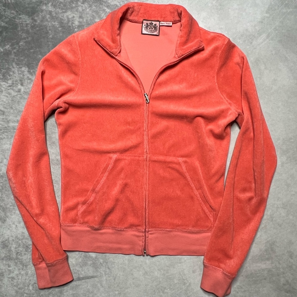 Juicy Couture Vintage Y2K Coral Pink Jacket Size medium Terry Cloth